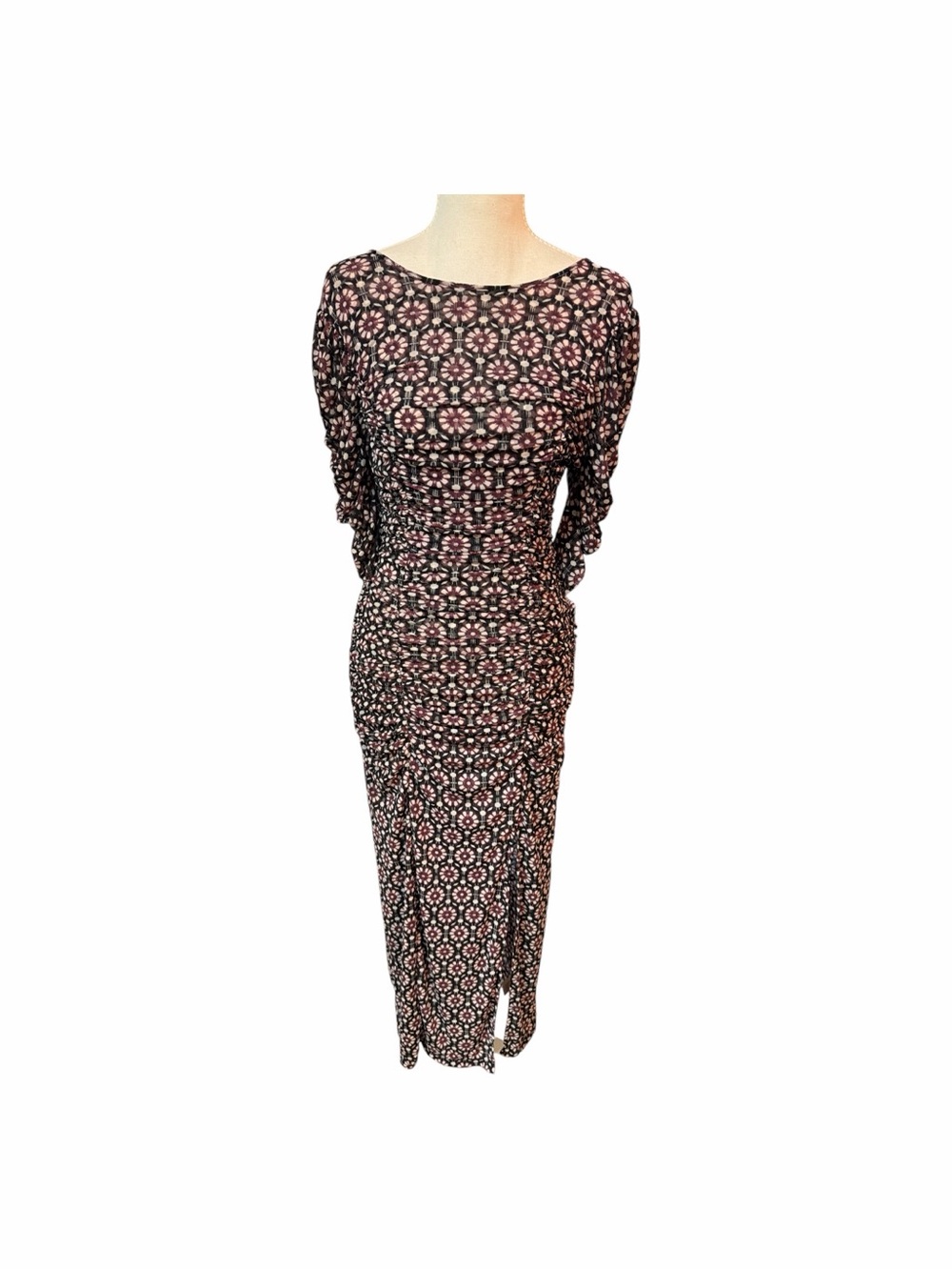 Romantic Ruched Midi Dress Open Back Boho Free People NWT Small
